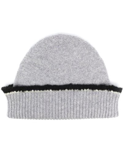 Barrie Shearling-trim Cashmere Beanie - Gray