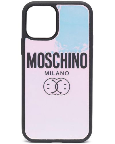 Moschino Iphone 12 Hoesje Met Logoprint - Grijs