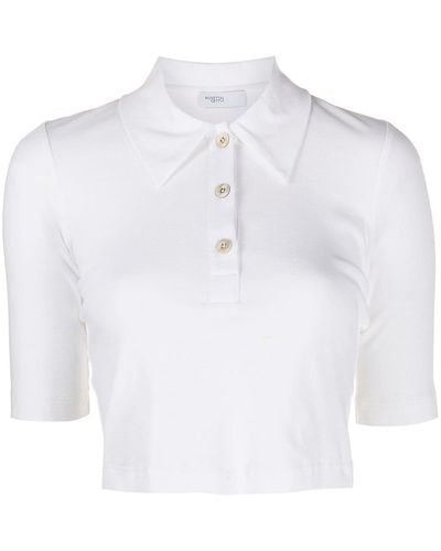 Rosetta Getty Polo crop à manches courtes - Blanc