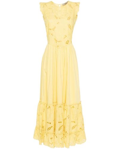 D.exterior Broderie-anglaise Maxi Dress - Yellow