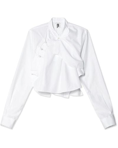 Noir Kei Ninomiya Chemise en coton à design asymétrique - Blanc