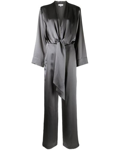 Michelle Mason Tie-front Kimono Jumpsuit - Gray