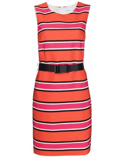 P.A.R.O.S.H. Belted-waist Striped Dress - Orange