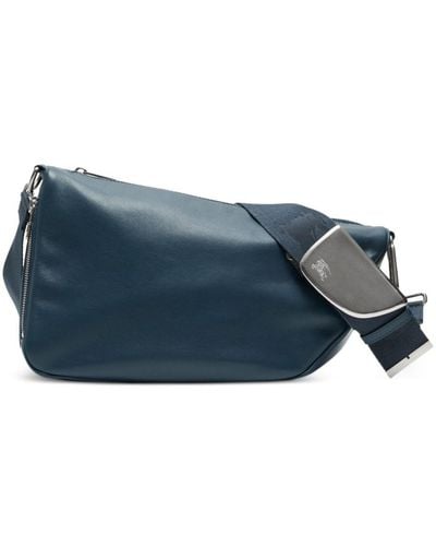 Burberry Shield Leather Shoulder Bag - Blue