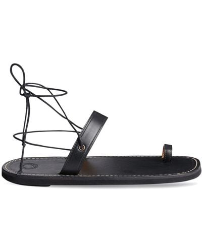 Dries Van Noten Toe-ring Leather Flat Sandals - Black