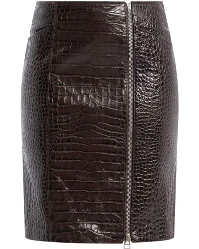 Tom Ford Minijupe en cuir à effet peau de crocodile - Noir