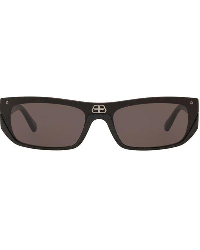 Balenciaga Shield Rectangle-frame Sunglasses - Black