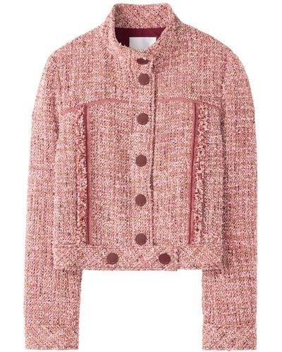 St. John Fringed Tweed Jacket - Pink
