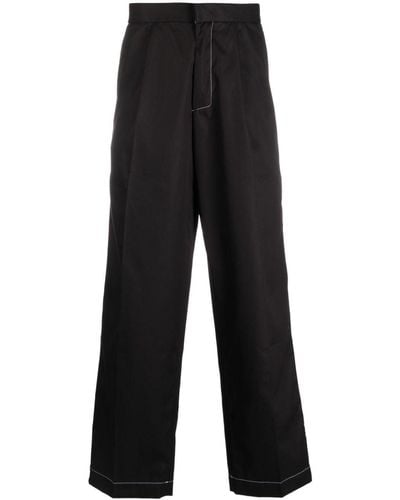 Bonsai Pantalon droit à design plissé - Noir