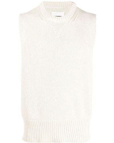 Jil Sander Knitted Cotton Vest - White