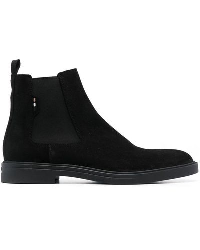 BOSS Elasticated-panels Suede Boots - Black