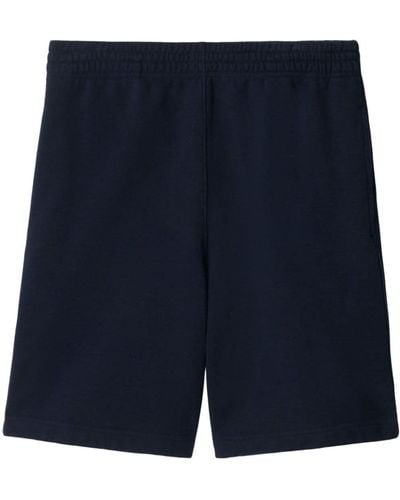 Burberry Ekd-appliqué Cotton Shorts - Blue