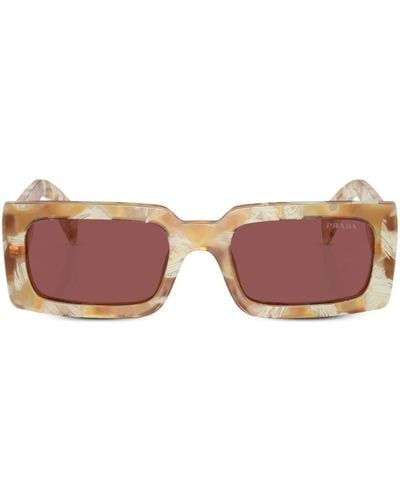 Prada Prada Pr A07s Rectangle Frame Sunglasses - Pink