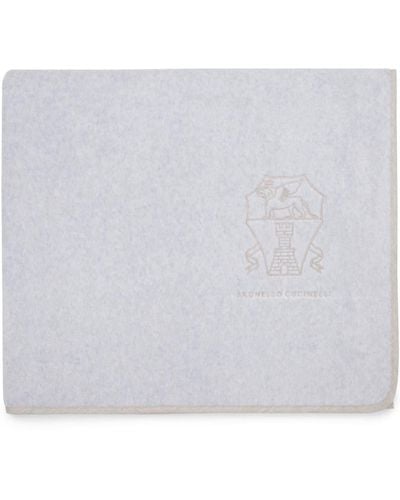 Brunello Cucinelli Logo-embroidered Beach Towel - White