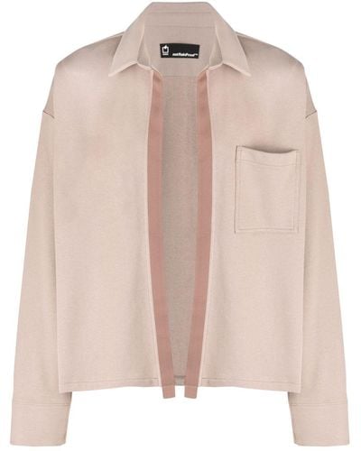 Styland Contrast-trim Open-front Jacket - Pink