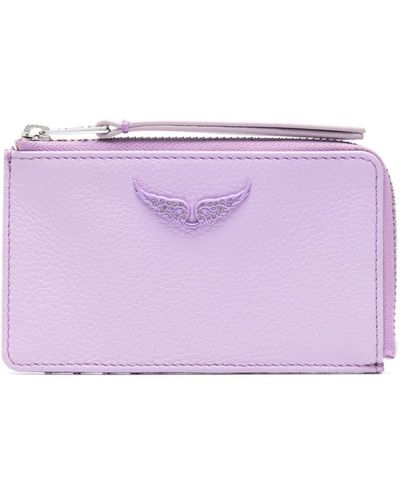 Zadig & Voltaire Wings-plaque Leather Cardholder - Purple