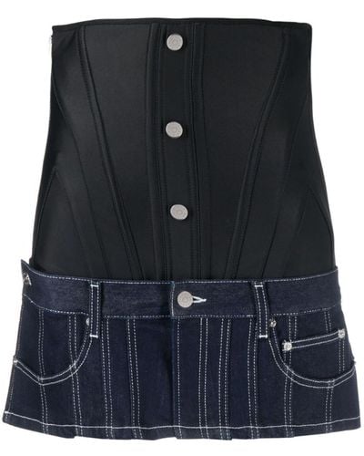 Mugler Jupe-corset à coutures contrastantes - Noir