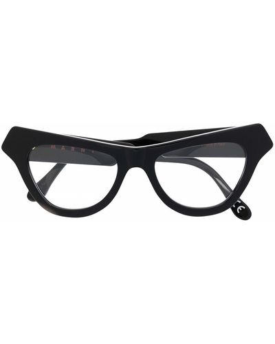 Marni Cat-Eye-Brille mit Logo - Schwarz