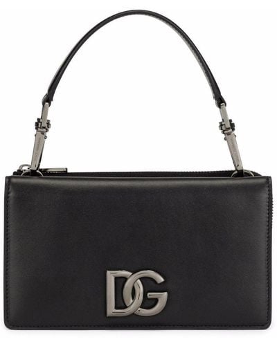 Dolce & Gabbana Sac porté épaule à plaque logo - Noir