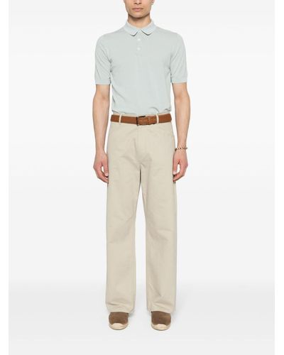 Eleventy Fine-ribbed Cotton Polo Shirt - Natural