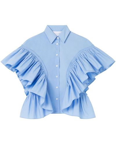 AZ FACTORY X Lutz Huelle Waterfall Ruffle-sleeve Shirt - Blue