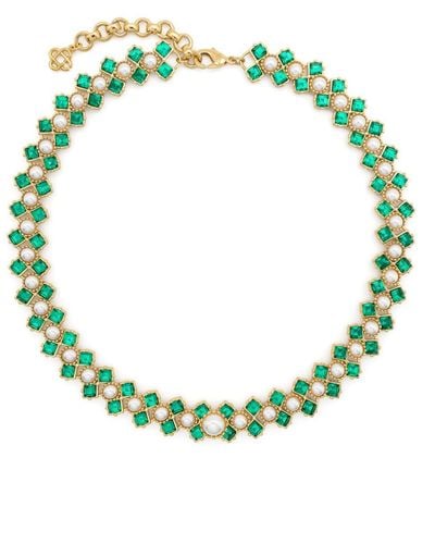 Casablancabrand Collier Pearl And Crystal en chaîne - Vert