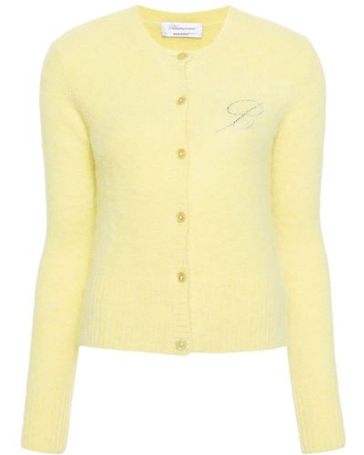 Blumarine Crystal-embellished Knitted Cardigan - Yellow