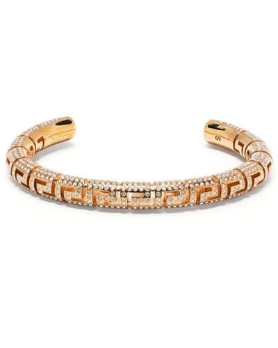 Versace Greca Crystal-embellished Cuff Bracelet - Metallic