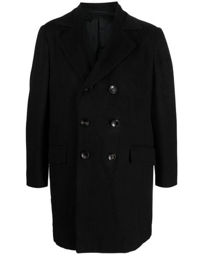 Kiton Double-breasted Cashmere Coat - Black