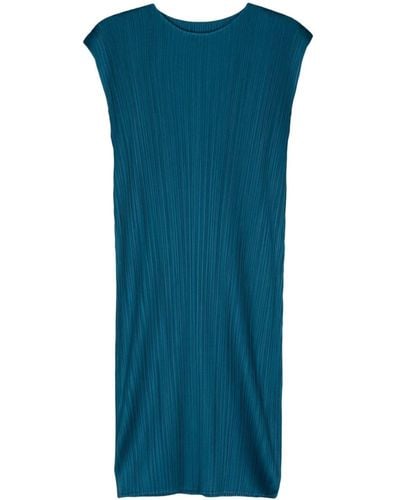 Pleats Please Issey Miyake Monthly Colours: August Midi Dress - Blue