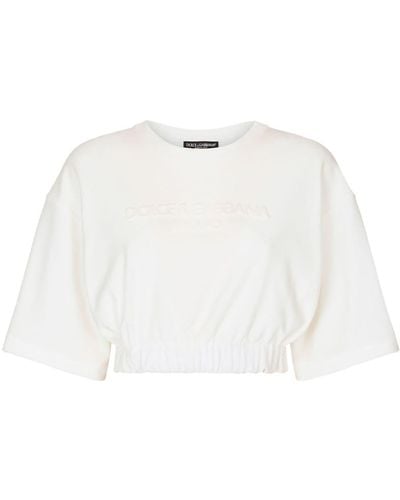 Dolce & Gabbana T-shirt Met Elastische Tailleband - Wit