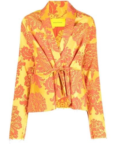Marques'Almeida Floral Print Tie-front Jacket - Orange