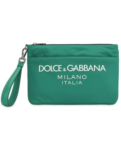 Dolce & Gabbana Cartera de mano de nailon con logotipo engomado - Verde