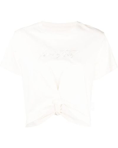Izzue T-shirt con ricamo crop - Bianco