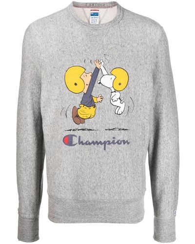 Champion Snoopy プリント スウェットシャツ - グレー