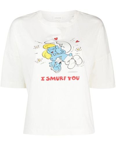 Chinti & Parker Camiseta I Smurf You con cuello redondo - Blanco