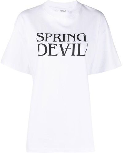 Soulland T-Shirt mit "Spring Devil"-Print - Weiß