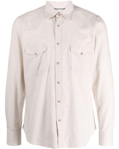 Tintoria Mattei 954 Panelled Cotton Shirt - Natural