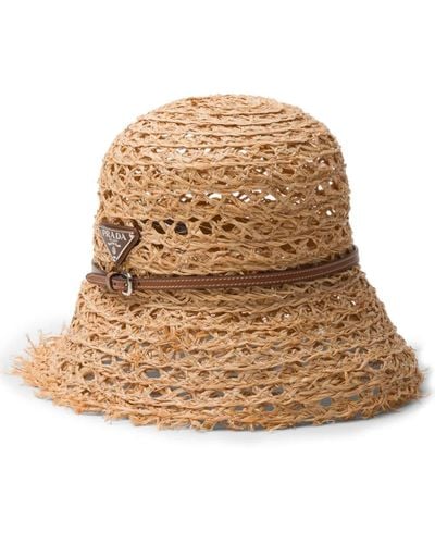 Prada Sombrero de pescador con logo triangular - Neutro