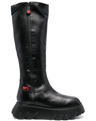 Love Moschino Logo-patch Boots - Black