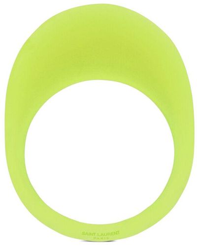 Saint Laurent Logo-engraved Circular-design Ring - Yellow