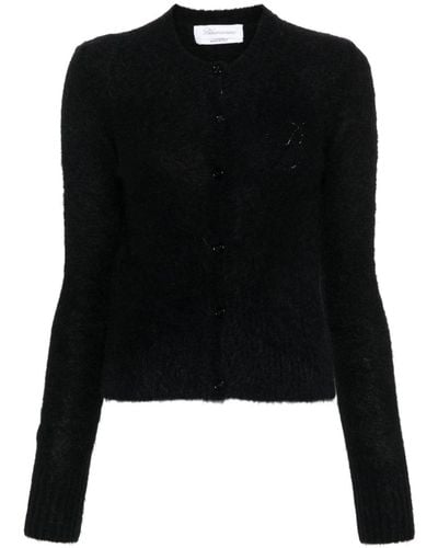 Blumarine Brushed Alpaca Wool-blend Cardigan - Black