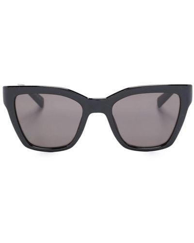 Saint Laurent Logo-print Square-frame Sunglasses - Gray