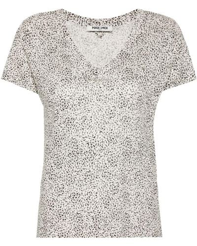 Max & Moi Abstract-print Linen T-shirt - Gray