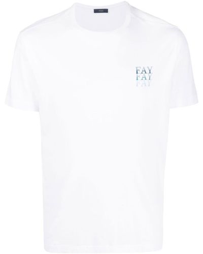 Fay T-shirt Met Logoprint - Wit