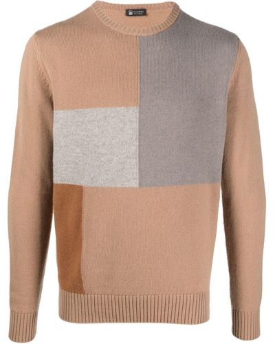 Colombo Colour-block Cashmere Sweater - Brown