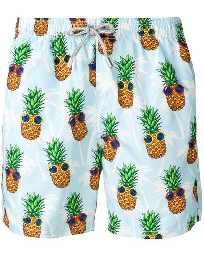 Mc2 Saint Barth Summer Pineapple Swimming Shorts - Blue