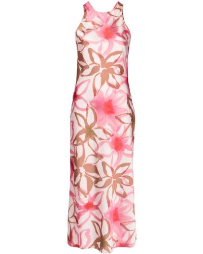 Claudie Pierlot Floral-print Open-back Maxi Dress - Pink