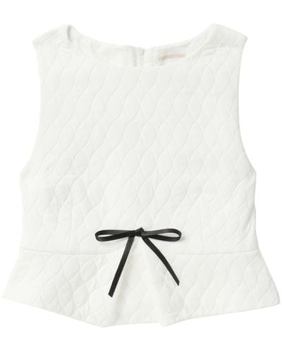 ShuShu/Tong Bow-detail Quilted Cropped Top - White