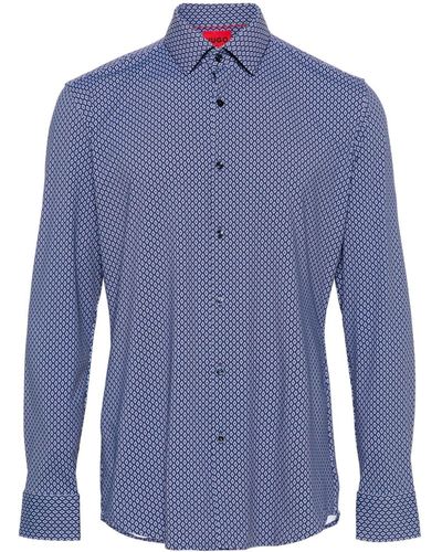 HUGO Long-sleeve Jersey Shirt - Blue